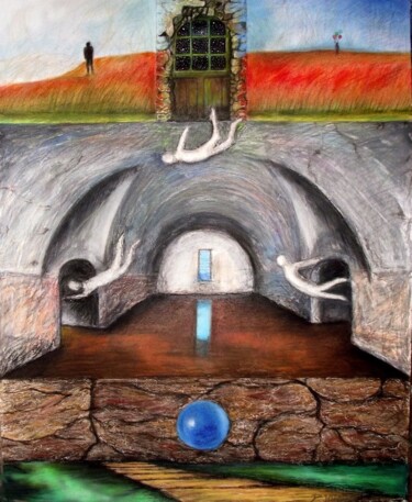 Dibujo titulada "Escape al otro lado…" por Debra Irizarry, Obra de arte original, Pastel
