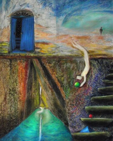 Desenho intitulada "Escape al tro lado 3" por Debra Irizarry, Obras de arte originais, Pastel