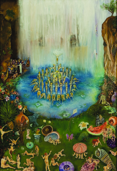 Pittura intitolato "Paradise" da Debra Cox Passaris, Opera d'arte originale, Olio
