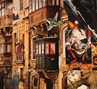Collages titled "Balcony Goddess Hol…" by Debra Rogers, Original Artwork, Collages