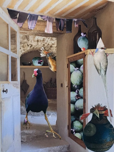 Collages titled "Birds at Home" by Debra Rogers, Original Artwork, Collages