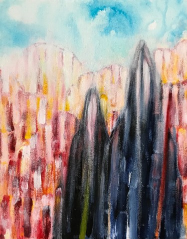 Malerei mit dem Titel "Deux Promeneurs" von Aymeric Dechamps, Original-Kunstwerk, Acryl