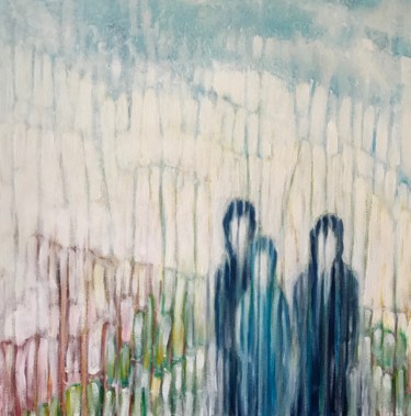 Schilderij getiteld "Trois promeneurs" door Aymeric Dechamps, Origineel Kunstwerk, Acryl