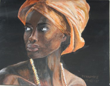 Pintura intitulada "African Beauty" por Edmond Dechamps, Obras de arte originais, Acrílico