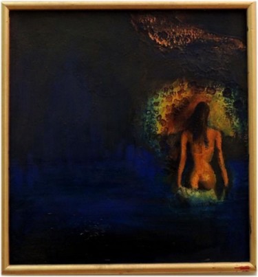 Peinture intitulée "le bain de minuit" par Dechavanne, Œuvre d'art originale, Huile