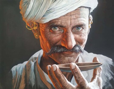 Schilderij getiteld "handmade old man Fi…" door Decora Art Manish Vaishnav, Origineel Kunstwerk, Acryl