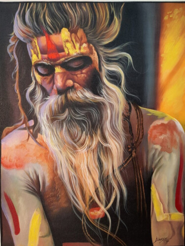 Painting titled "Indian Original Sad…" by Decora Art Manish Vaishnav, Original Artwork, Acrylic