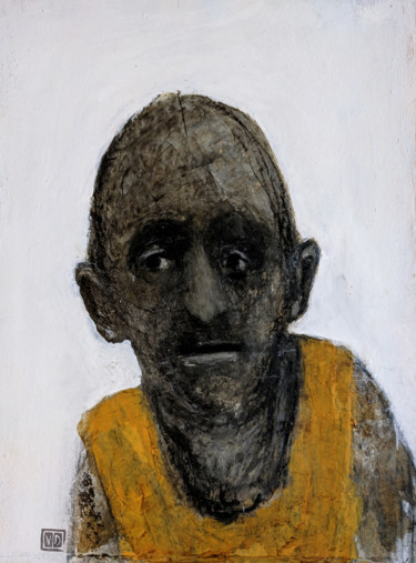 Peinture intitulée "portrait pull jaune…" par Valérie Décoret, Œuvre d'art originale, Acrylique Monté sur Châssis en bois