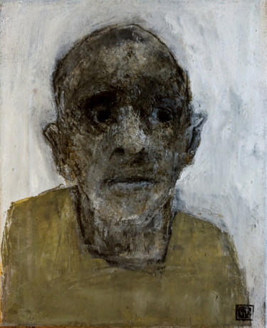 Картина под названием "portrait pull jaune…" - Valérie Décoret, Подлинное произведение искусства, Акрил Установлен на Деревя…