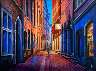 Painting titled "Ballade nocturne Ru…" by Aline Morancho, Original Artwork, Acrylic