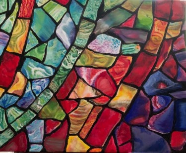 Painting titled "VERRES COLORES EN M…" by Aline Morancho, Original Artwork, Acrylic