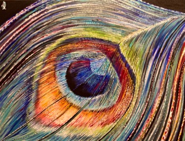 「Peacock feather」というタイトルの絵画 Aline Moranchoによって, オリジナルのアートワーク, アクリル