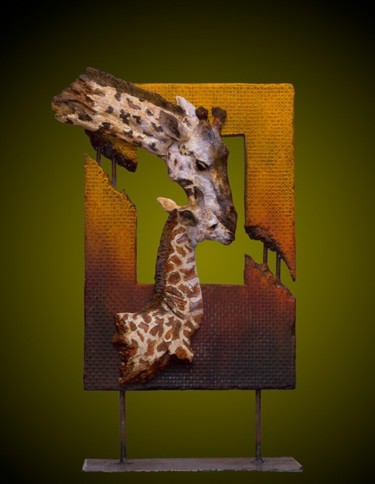 Escultura intitulada "Les Girafes" por Christian Duvette Sculpteur Animalier, Obras de arte originais, Pedra