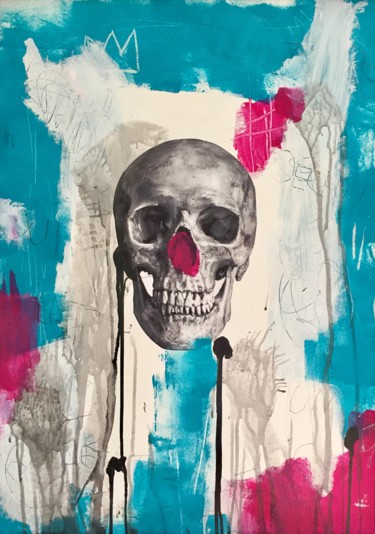 Schilderij getiteld "Vanités - Skull 02" door David Decourcelle, Origineel Kunstwerk, Acryl