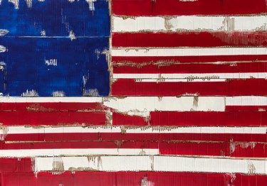 Painting titled "Old Glory" by David Decourcelle, Original Artwork, Acrylic Mounted on Wood Stretcher frame