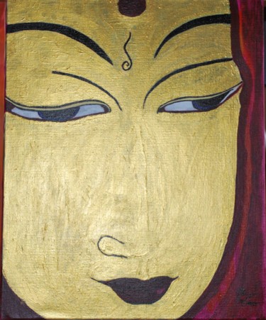 Painting titled "Bouddha pensif" by Christiane Balzano, Original Artwork