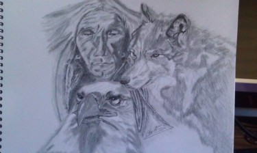 Drawing titled "Protection" by Christiane Balzano, Original Artwork