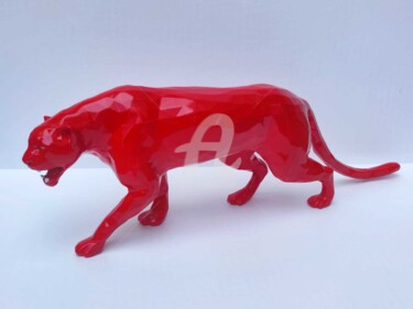 Sculpture titled "Black panther - RED…" by Ded2008, Original Artwork, Resin
