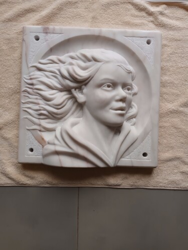 Sculpture titled "Bas Relief de Jeune…" by Dedalus_ad, Original Artwork, Stone
