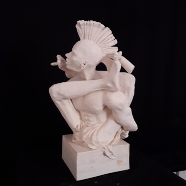Skulptur mit dem Titel "Autoportrait en Yog…" von Dedalus_ad, Original-Kunstwerk, Keramik