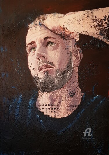 Peinture intitulée "Portrait Homme" par Ded, Œuvre d'art originale, Acrylique