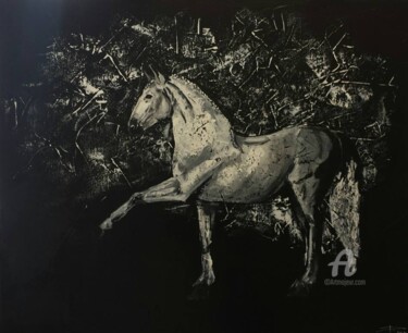 Peinture intitulée "pursang - cheval" par Ded, Œuvre d'art originale, Acrylique