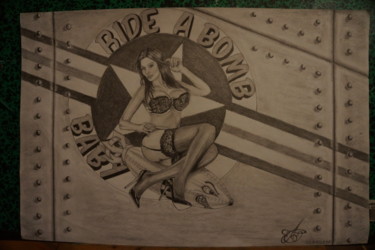 Dessin intitulée "Ride a bombe baby" par André Tognotti, Œuvre d'art originale, Crayon