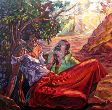 Peinture intitulée "Sous le sceau du se…" par Luwungu, Œuvre d'art originale, Acrylique