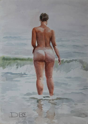 Картина под названием "Swimmer (swinger)" - Dee, Подлинное произведение искусства, Акварель Установлен на картон