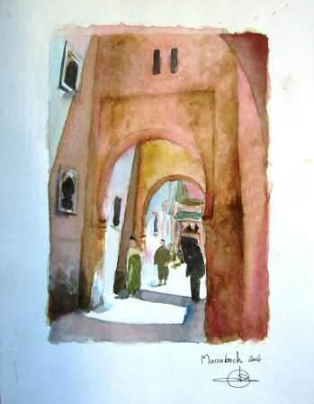 Peinture intitulée "Marrakech" par D.H.Louis, Œuvre d'art originale