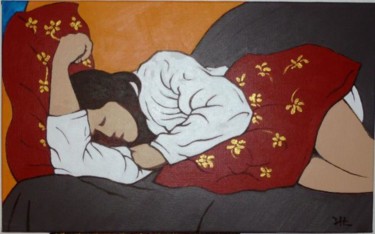 Peinture intitulée "Quand elle s'endort" par D.H.Louis, Œuvre d'art originale