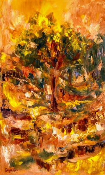 Pintura intitulada "Winter Sunset" por Deepa Kern, Obras de arte originais, Óleo