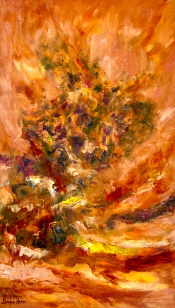 Painting titled "Sunset landscape" by Deepa Kern, Original Artwork, Oil
