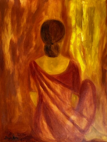 Painting titled "Woman Seated" by Deepa Kern, Original Artwork, Oil