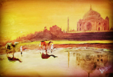 Pintura titulada "Taj mahal" por Deepan Sahni, Obra de arte original, Acrílico