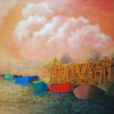 Painting titled "Varanasi" by Sudarshan Goswami Sonu, Original Artwork, Acrylic