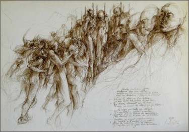 Dessin intitulée "Le sacrifice des pe…" par Jacques Deffontaine, Œuvre d'art originale, Encre