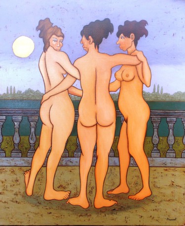 Peinture intitulée "les-trois-graces-1.…" par Michel Provost, Œuvre d'art originale, Huile