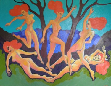 Malerei mit dem Titel "Танец" von Victor Tretyakov, Original-Kunstwerk, Öl