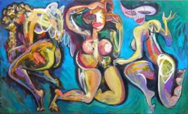 Peinture intitulée "три грации" par Victor Tretyakov, Œuvre d'art originale, Huile