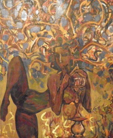 Painting titled "фурия курящая кальян" by Victor Tretyakov, Original Artwork, Oil