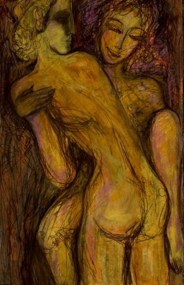 Картина под названием "двое" - Victor Tretyakov, Подлинное произведение искусства, Масло