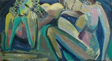 Pintura titulada "изумрудная парочка" por Victor Tretyakov, Obra de arte original, Oleo