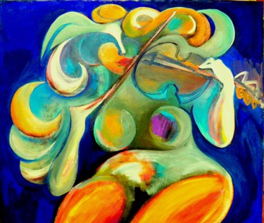 Картина под названием "скрипка Страдивари" - Victor Tretyakov, Подлинное произведение искусства, Масло