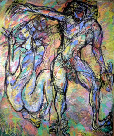Картина под названием "безумец, осыпающий…" - Victor Tretyakov, Подлинное произведение искусства, Пастель