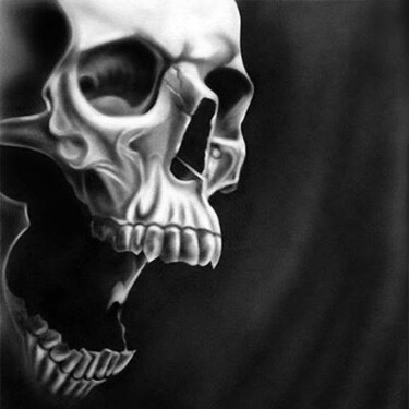 Painting titled "Skull" by Defou-Aerographie, Original Artwork, Airbrush