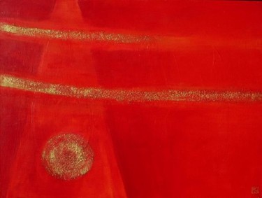 Schilderij getiteld "gouden rood" door Thea De Gier, Origineel Kunstwerk