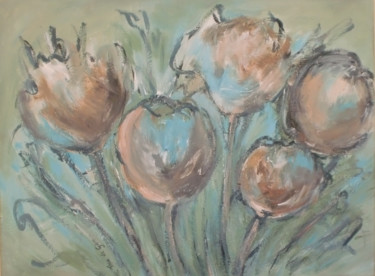 Painting titled "Wilde bloemen" by Thea De Gier, Original Artwork