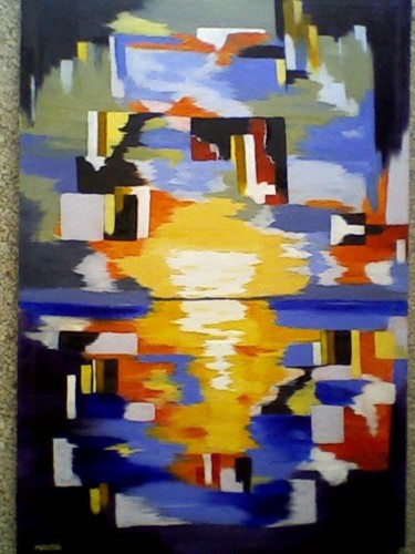 Painting titled "source lumineuse" by Mounir Dehane, Original Artwork, Oil