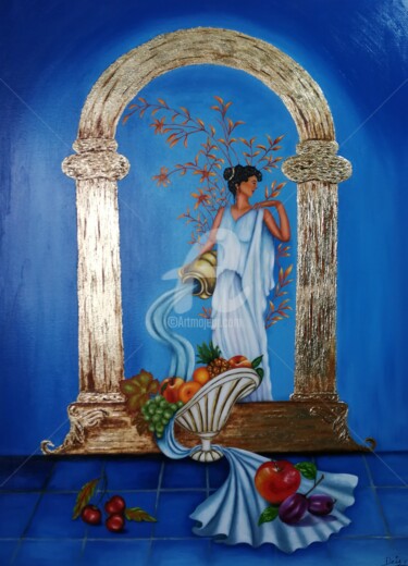 Peinture intitulée "Diosa de la Fortuna" par Deia G Designer, Œuvre d'art originale, Huile